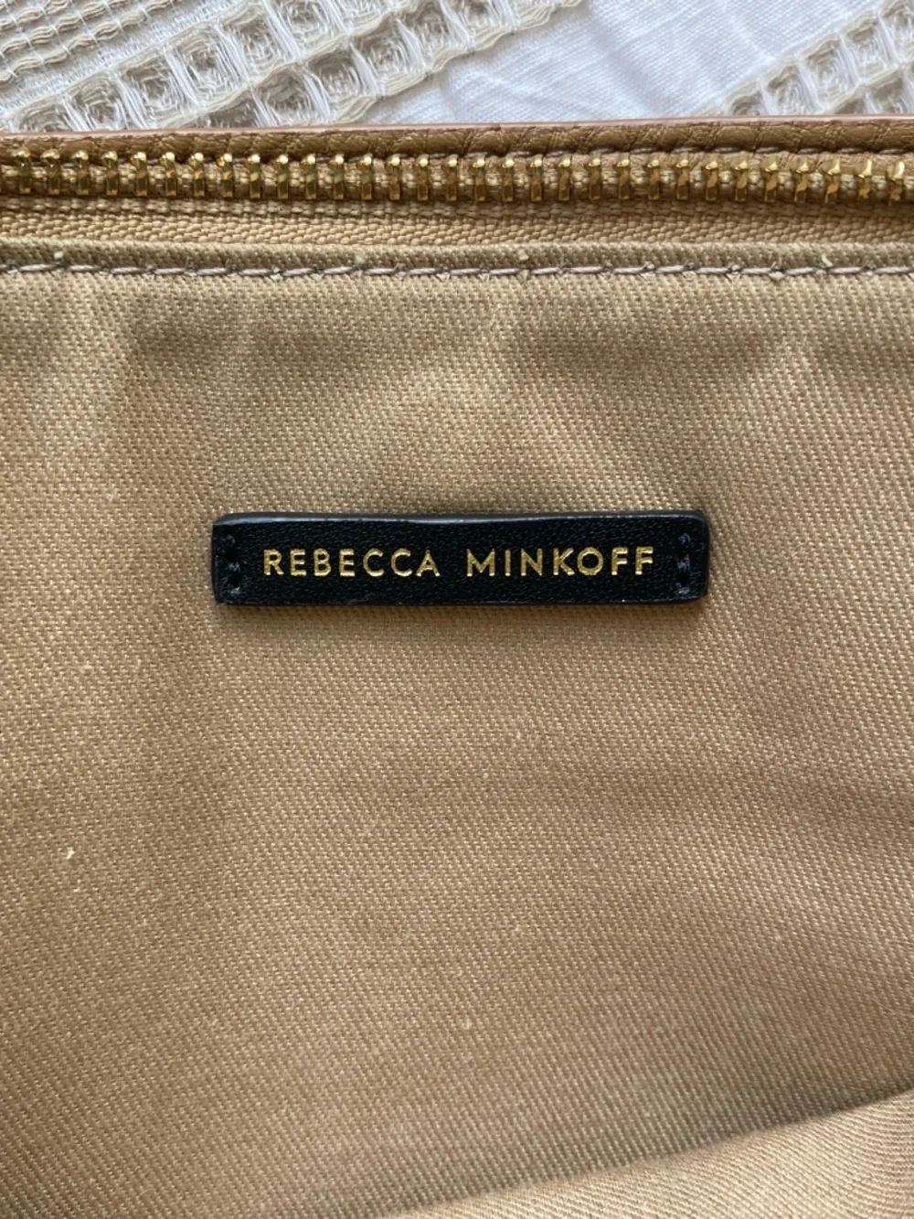 Rebecca Minkoff Darren Zip Top Two Way Women's Tan Pebble Leather Bag